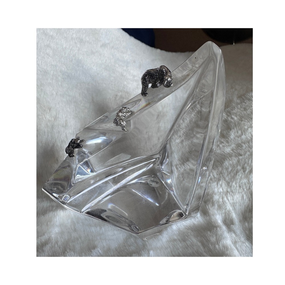 Franklin Mint Crystal Iceberg Sculpture Unisex OS Clear Pewter Polar Bears 1987
